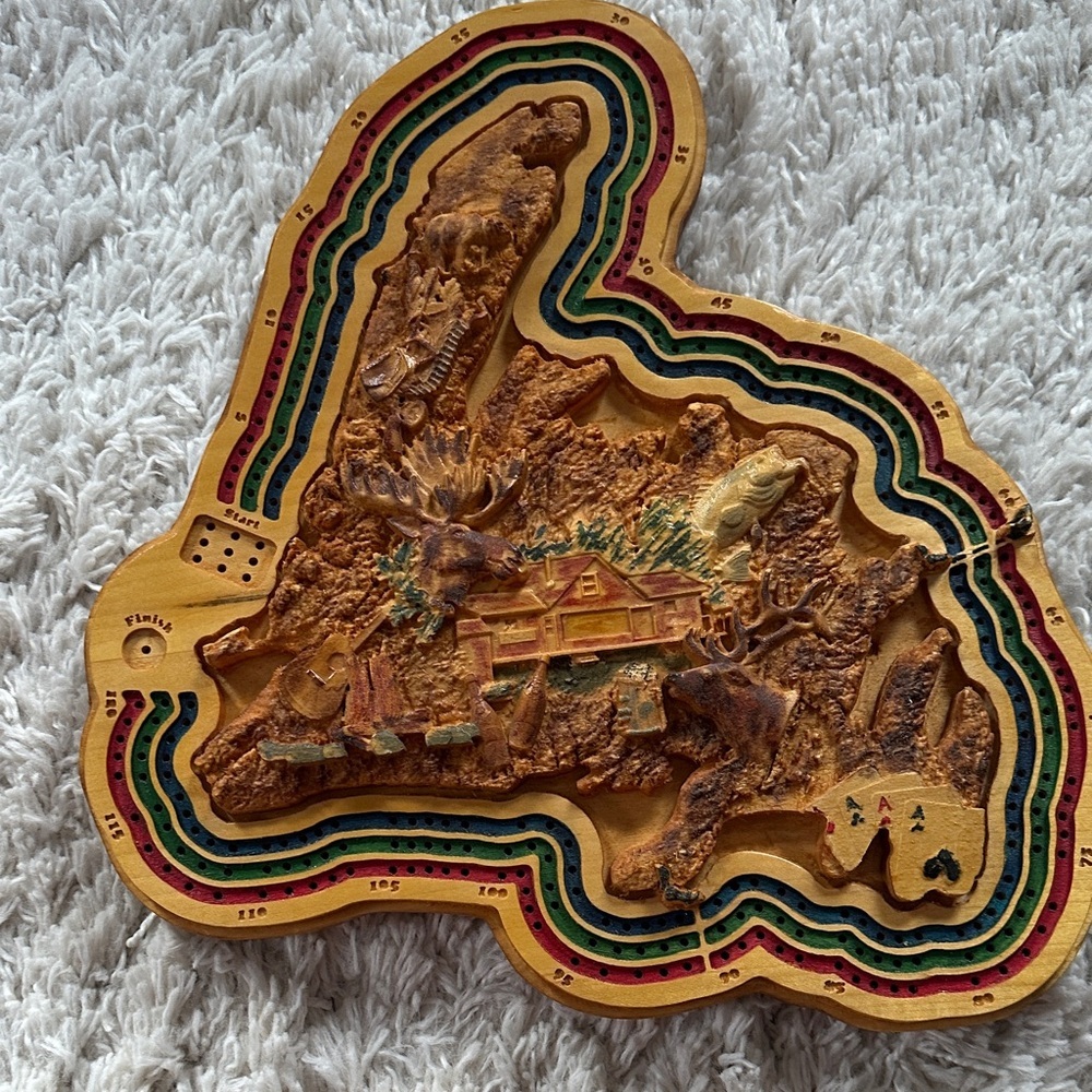 Hand Crafted Newfoundland Pine Crib Board by Kippens Carvings Roughly 12”x12”